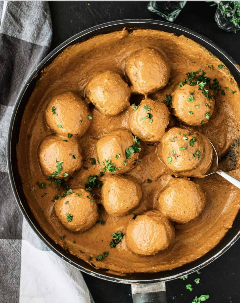 Veggie Meatballs with tikka masala sauce