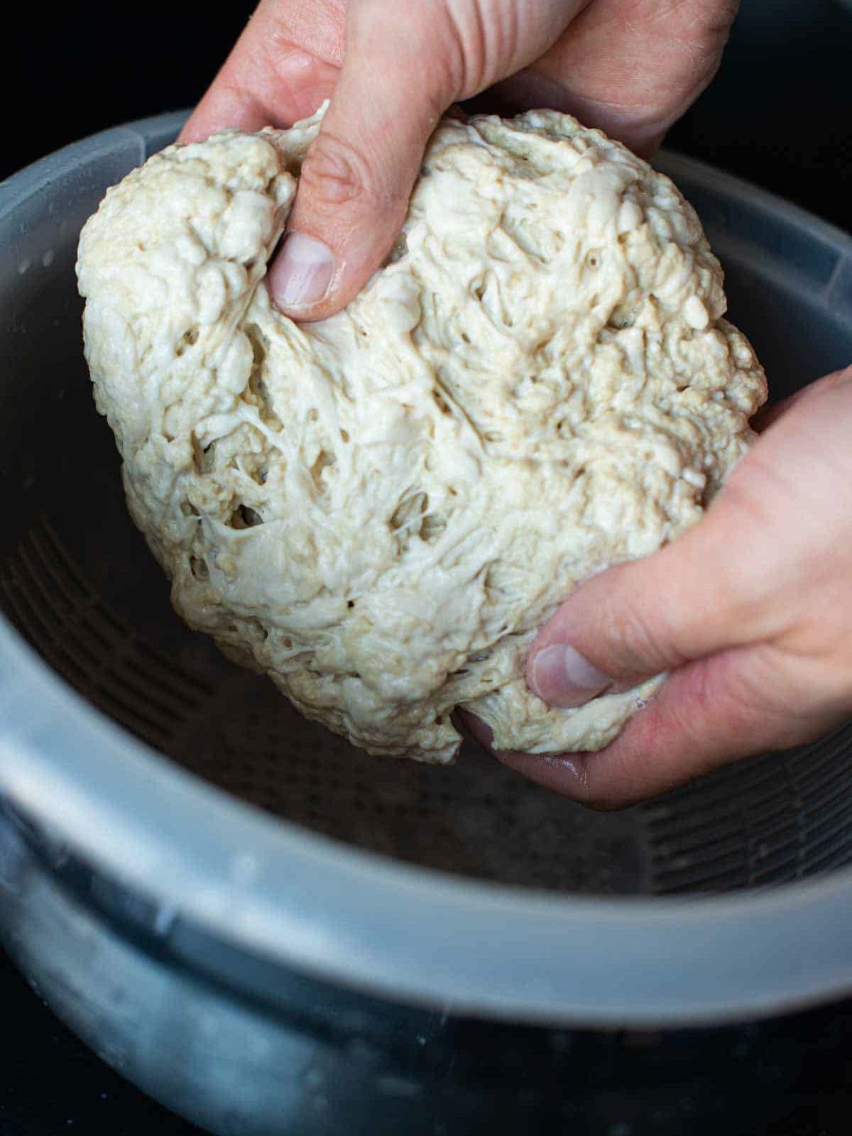 This image shows how the seitan should look once ready to be braided.