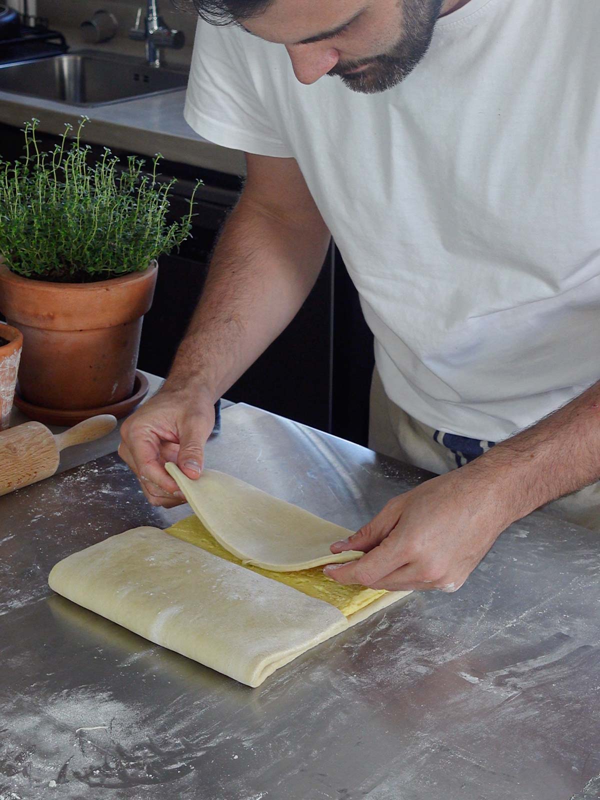 image of the first part of the lamination of the dough