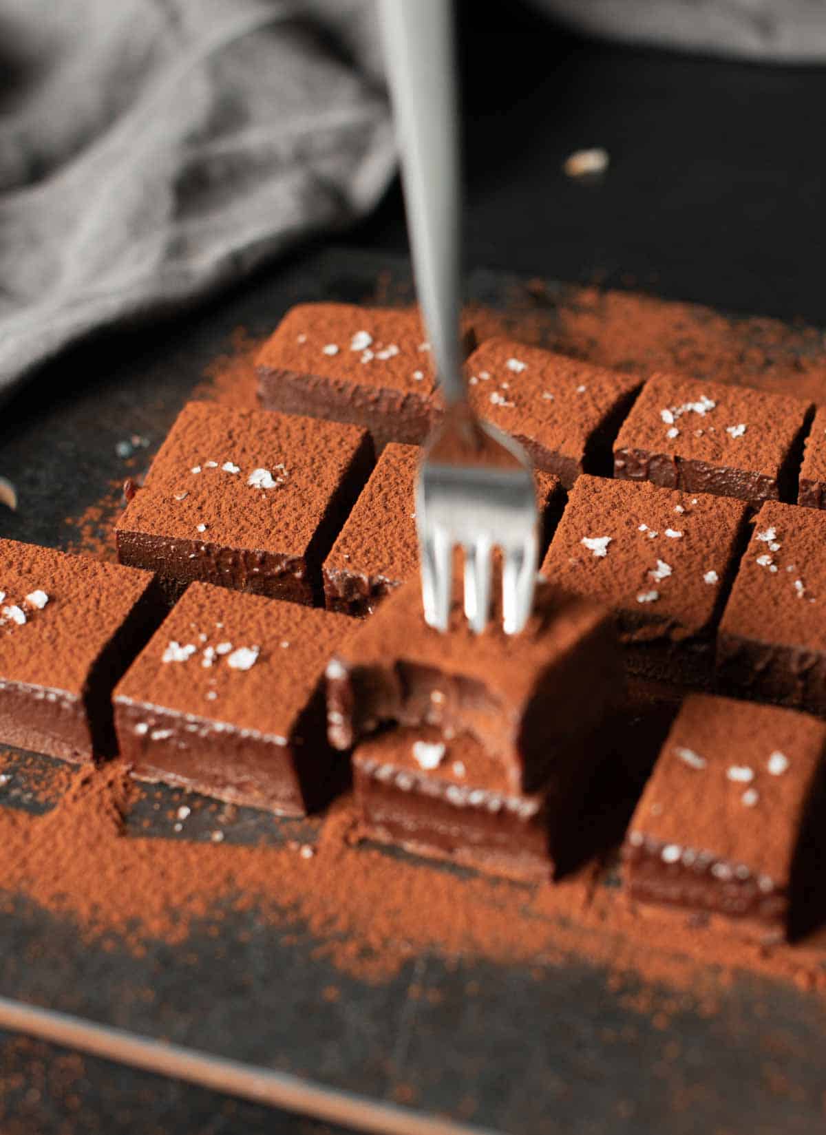 image of the vegan chocolate truffles with salt flakes