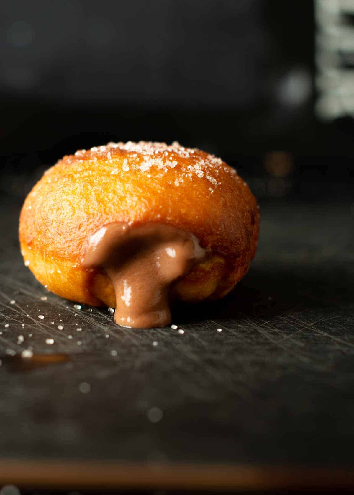 vegan doughnut filled with homemade nutella