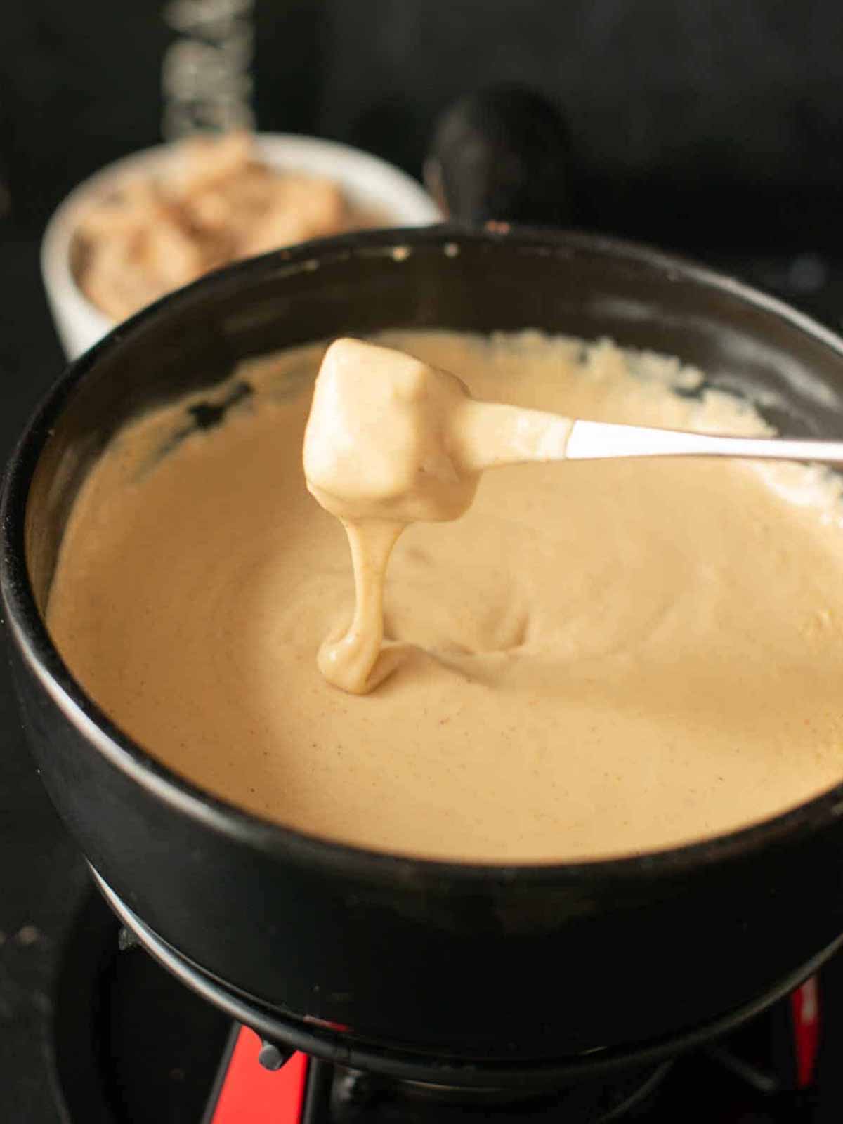 image of a vegan cheese fondue