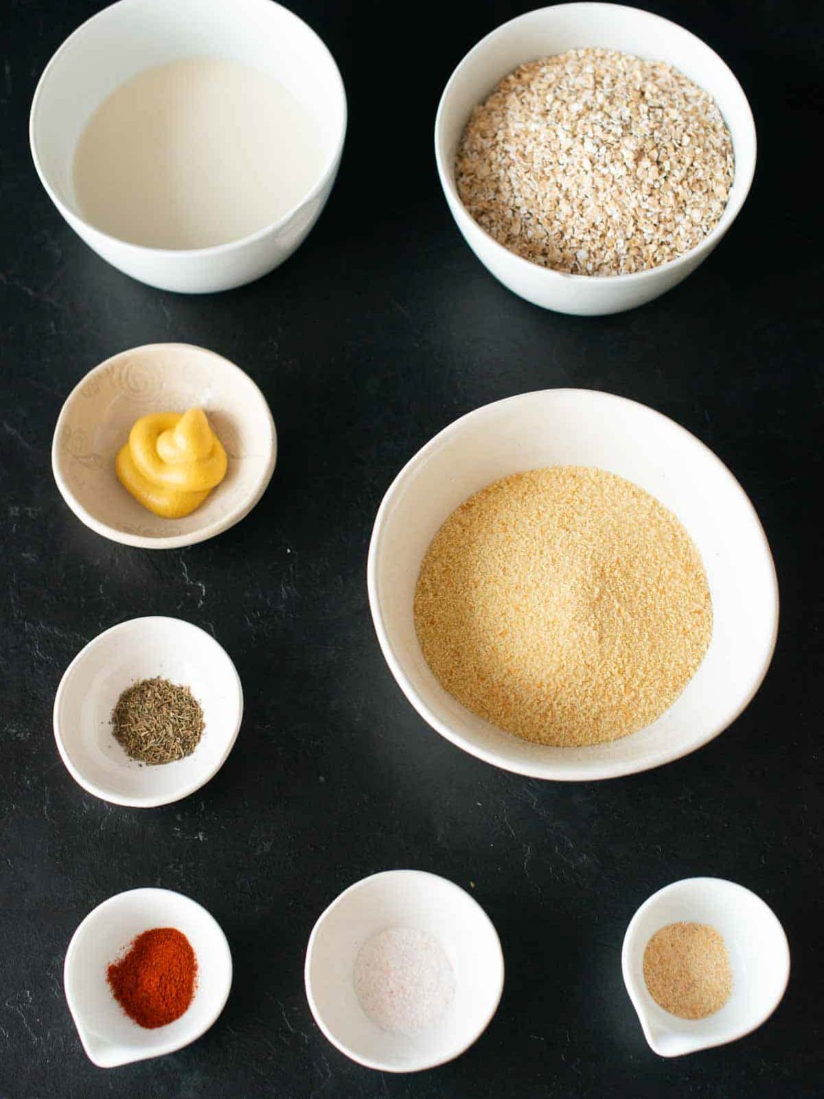 ingredients to make vegan oat schnitzels.