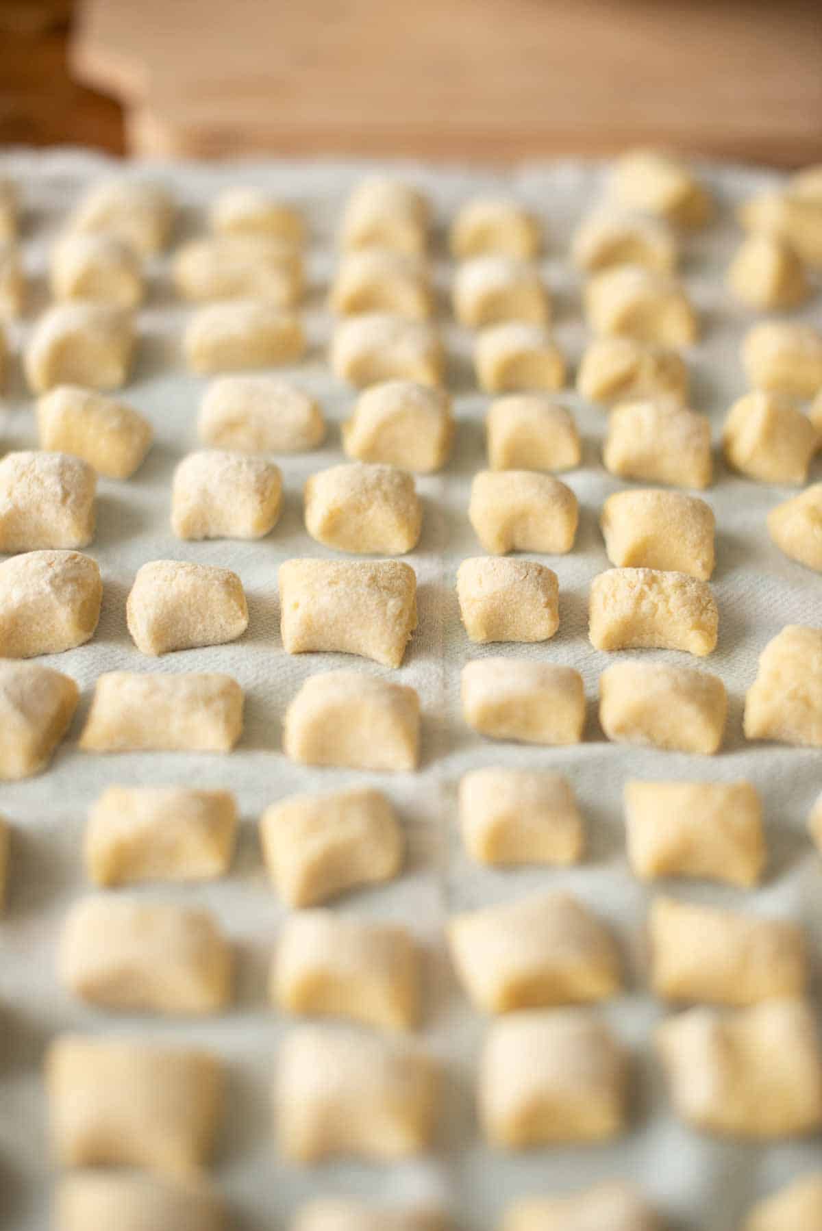 image: homemade gnocchi drying