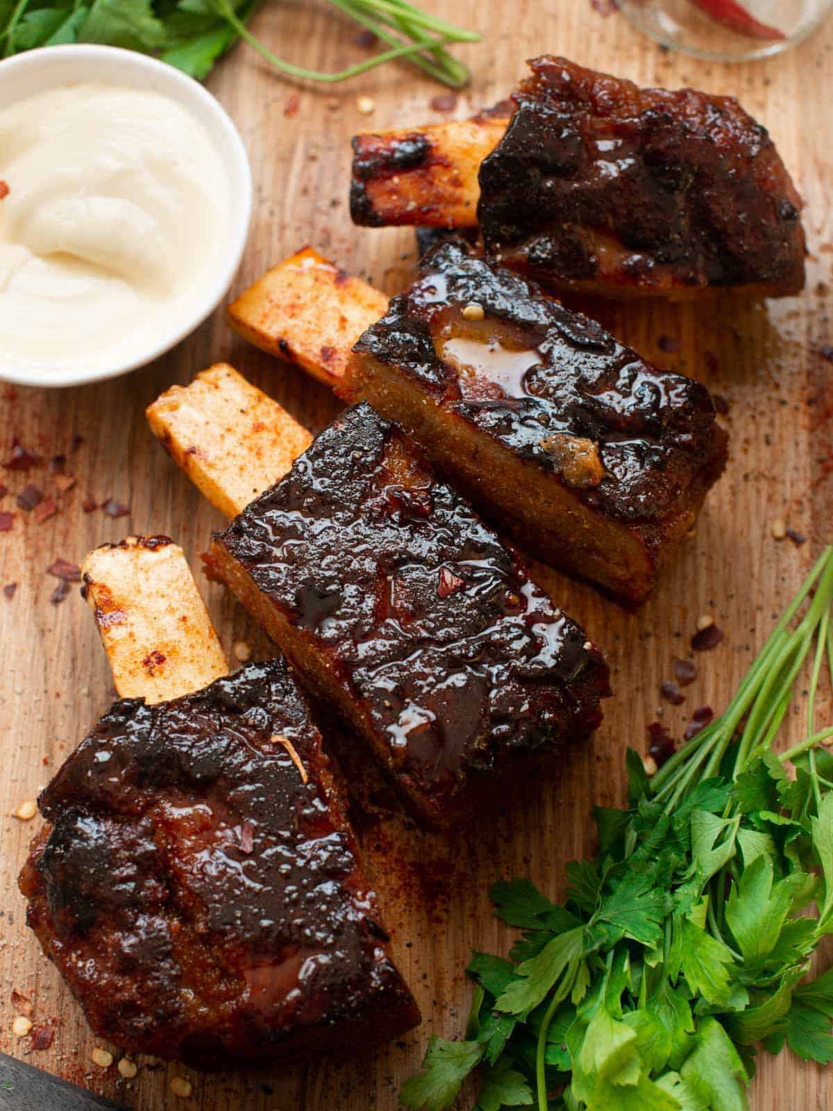 image of seitan ribs on a serving dish