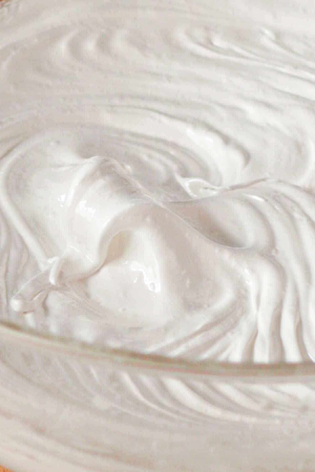 Image: meringue mixture ready to be formed into pavlovas