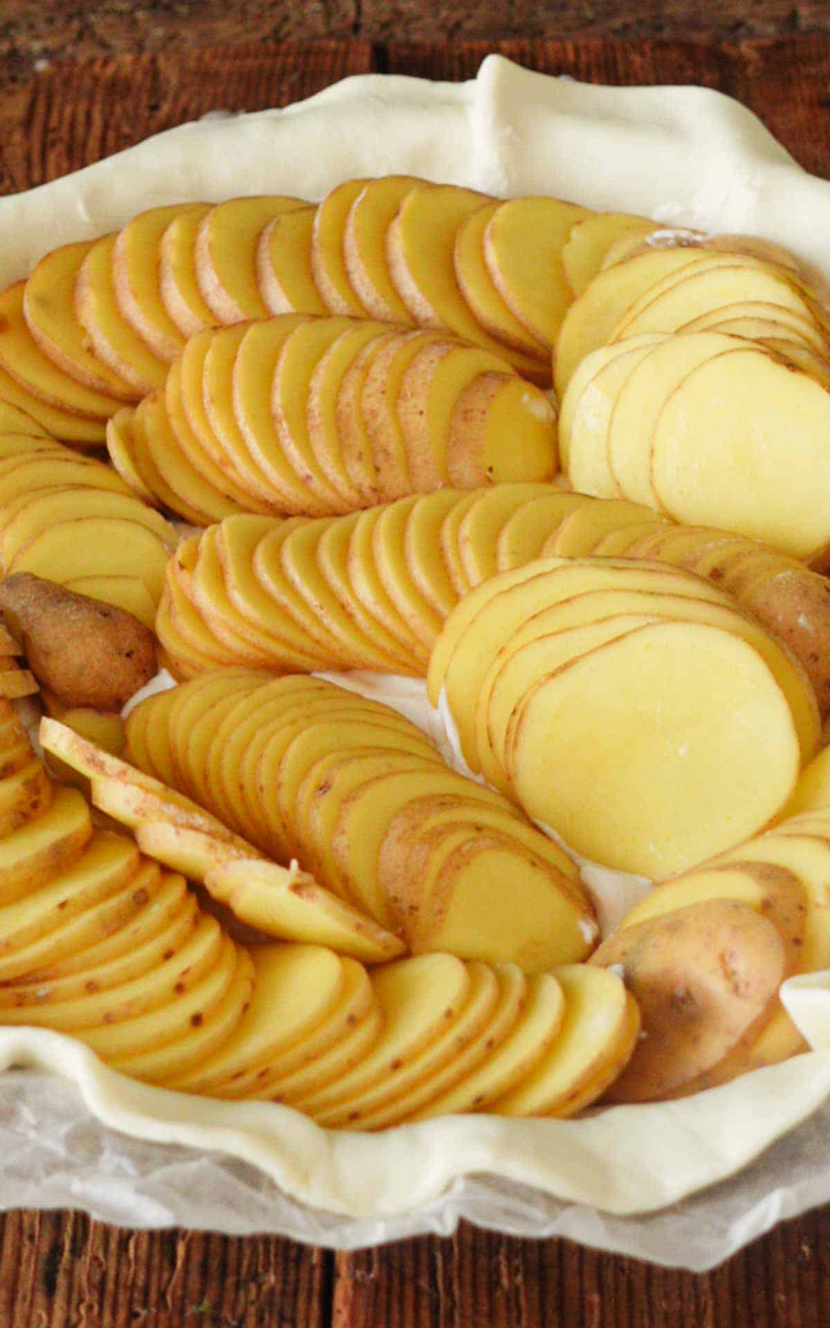 Image: assembling the vegan potato tart