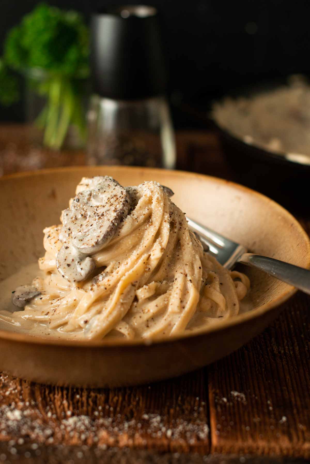 vegan pasta with mushroom