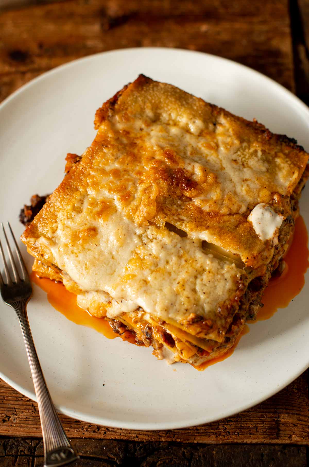 Image: piece of vegan lasagna on a dish