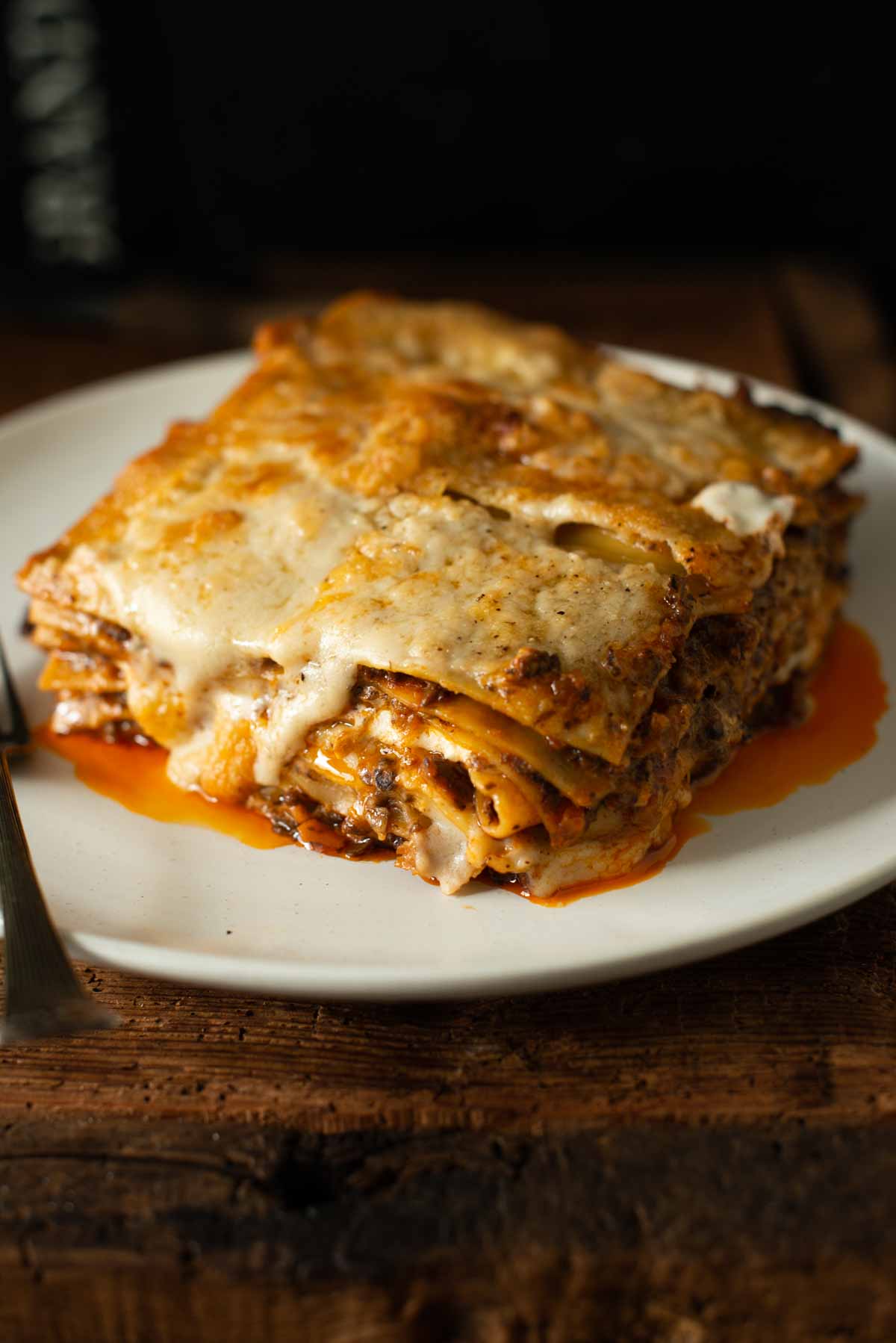 Image: piece of vegan lasagna on a dish