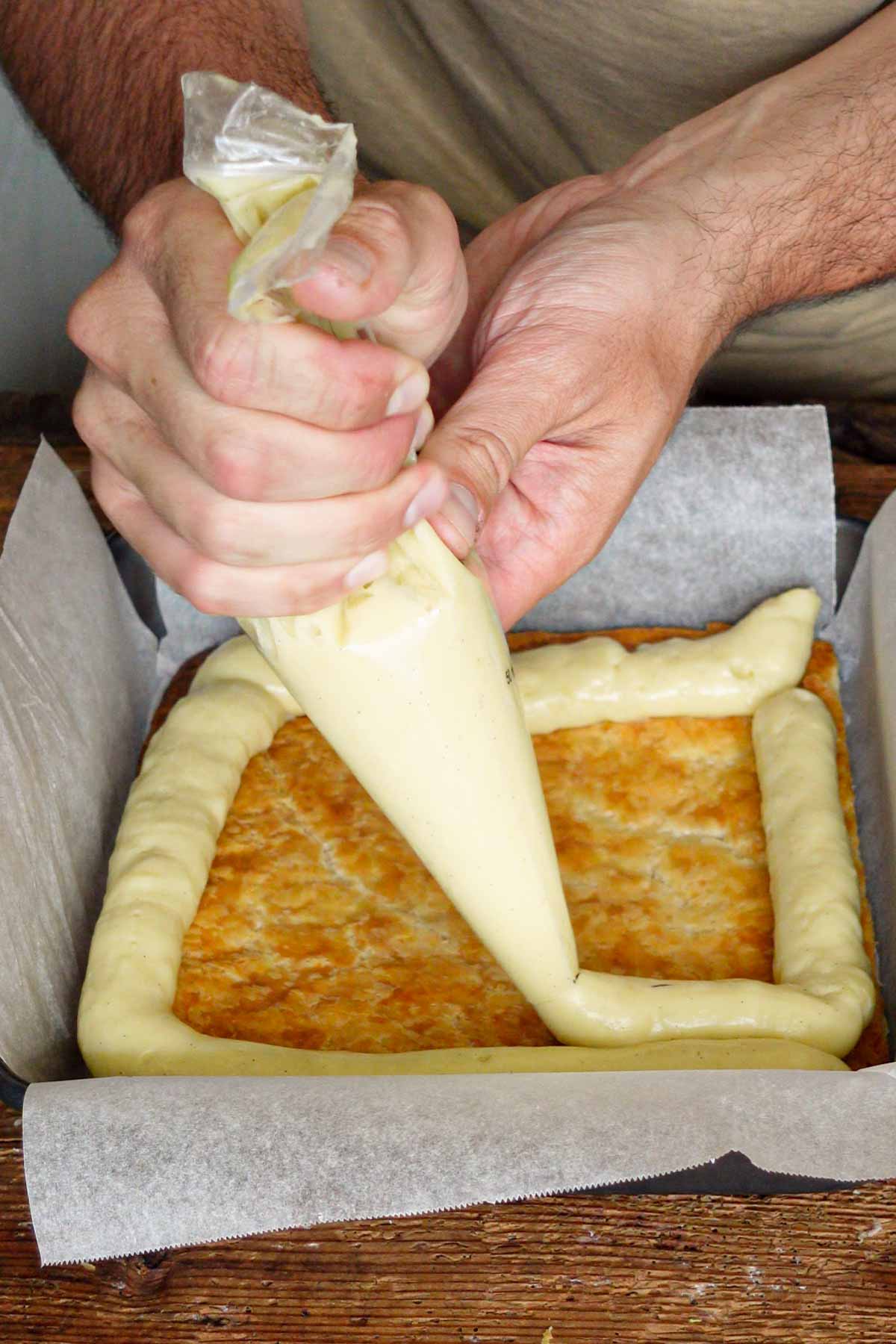 image: assembling custard slices