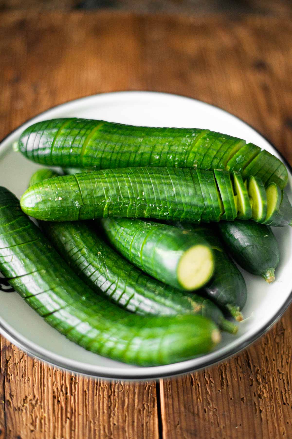 image: cucumbers in a bowl fully cut