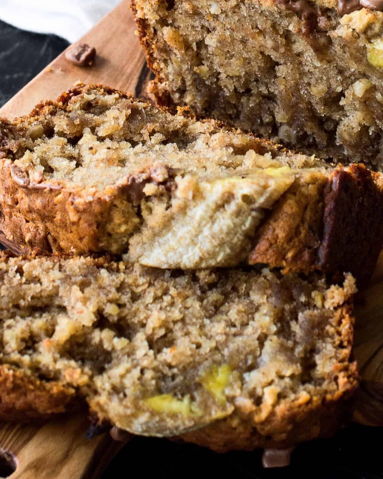 vegane Bananenbrot geschnitten